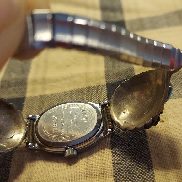 Vintage Native American Turquoise Sterling Silver Watch Bracelet - Picture 7 of 10